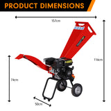 NNEDPE Ducar 7HP Wood Chipper Shredder Mulcher Grinder Petrol Red