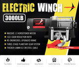 NNEDSZ FIERYRED 3000LBS/1361kg Electric Winch Car Steel Cable 12V Wireless Remote 4WD