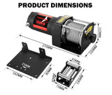 NNEDSZ FIERYRED 3000LBS/1361kg Electric Winch Car Steel Cable 12V Wireless Remote 4WD