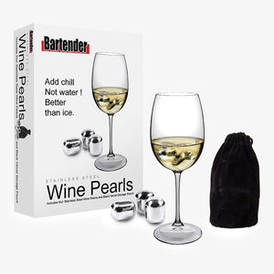 NNEKG Bartender Stainless Steel Wine Pearls Set 4 with Bag