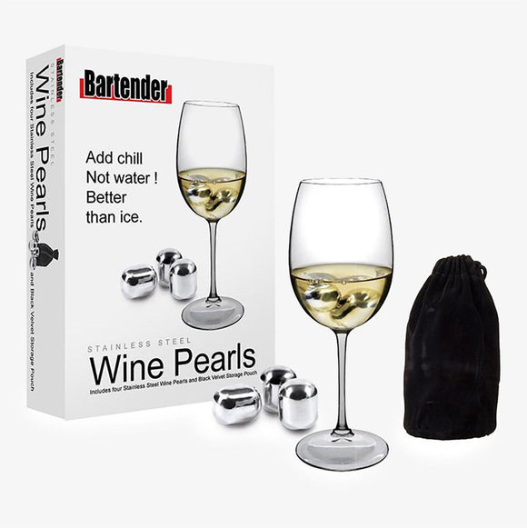 NNEKG Bartender Stainless Steel Wine Pearls Set 4 with Bag