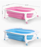 NNEIDS Baby Bath Tub Infant Toddlers Foldable Bathtub Folding Safety Bathing ShowerBlue