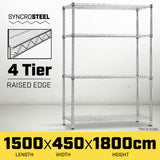 NNEDPE Syncrosteel Chrome Wire Shelving Storage Unit 1500x450mm - 1.8m High