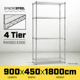NNEDPE Syncrosteel Chrome Wire Shelving Storage Unit 900x450mm - 1.8m High