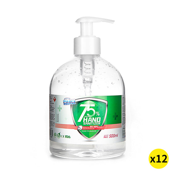 NNEIDS  12x Hand Sanitiser 500ML Instant Gel Wash 75% Alcohol 99% Anti Bacterial