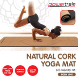 NNEDPE Powertrain Cork Yoga Mat with Carry Straps Home Gym Pilates - Body Line