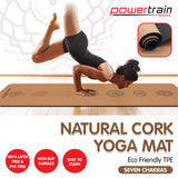 NNEDPE Powertrain Cork Yoga Mat with Carry Straps Home Gym Pilates - Chakras