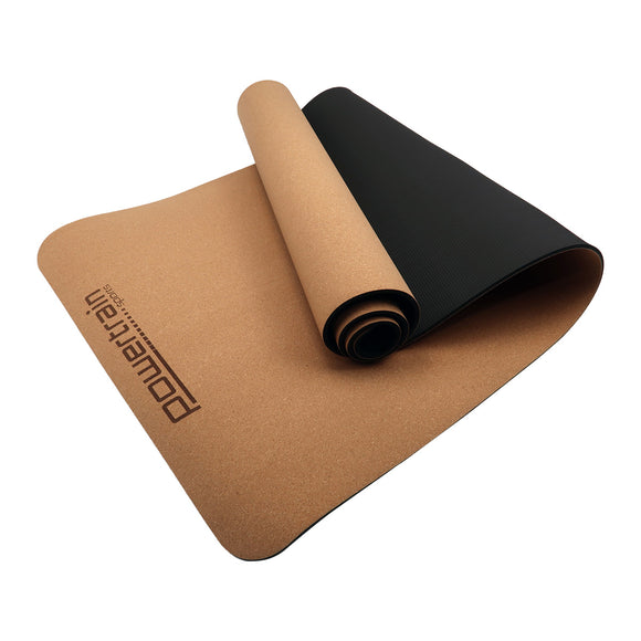 NNEDPE Powertrain Cork Yoga Mat with Carry Straps Home Gym Pilates - Plain