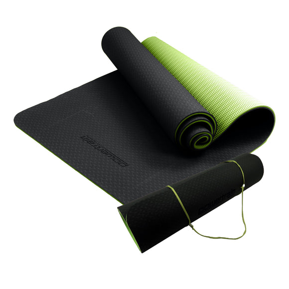 NNEDPE Powertrain Eco-Friendly TPE Pilates Exercise Yoga Mat 8mm - Black Green