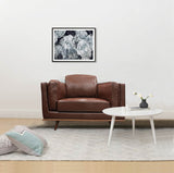 NNEDSZ Seater Armchair Faux Leather Sofa Modern Lounge Accent Chair in Brown with Wooden Frame