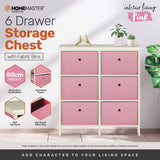 NNEDSZ Home M6 Drawer Pine Wood Storage Chest Pink Fabric Baskets 70 x 80cm