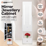 NNEDSZ Home M158cm Mirror Jewellery Cabinet LED Lighting &amp; Adjustable Angling