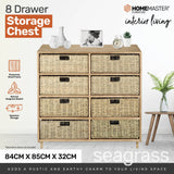 NNEDSZ Home M8 Drawer Natural Seagrass Wooden Storage Chest Stylish 85cm