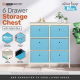 NNEDSZ Home M6 Drawer Pine Wood Storage Chest Sky Blue Fabric Baskets 70 x 80cm