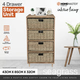 NNEDSZ Home M4 Drawer Natural Seagrass Wooden Storage Chest Stylish 85cm