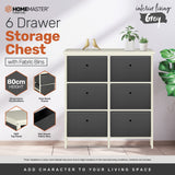 NNEDSZ Home M6 Drawer Pine Wood Storage Chest Grey Fabric Baskets 70 x 80cm