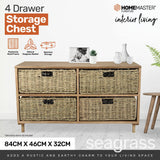 NNEDSZ Home M4 Drawer Natural Seagrass Wooden Storage Chest Stylish 46cm