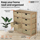 NNEDSZ Home M8 Drawer Natural Seagrass Wooden Storage Chest Stylish 85cm