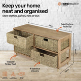 NNEDSZ Home M4 Drawer Natural Seagrass Wooden Storage Chest Stylish 46cm