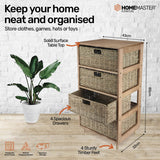 NNEDSZ Home M4 Drawer Natural Seagrass Wooden Storage Chest Stylish 85cm