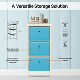 NNEDSZ Home M3 Drawer Pine Wood Storage Chest Sky Blue Fabric Baskets 37 x 80cm