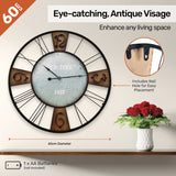 NNEDSZ Home MWall Clock Large Vintage Design Stylish Metal Accents 60cm