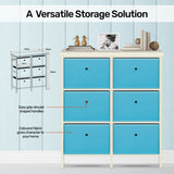 NNEDSZ Home M6 Drawer Pine Wood Storage Chest Sky Blue Fabric Baskets 70 x 80cm