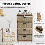 NNEDSZ Home M4 Drawer Natural Seagrass Wooden Storage Chest Stylish 85cm