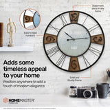 NNEDSZ Home MWall Clock Large Vintage Design Stylish Metal Accents 60cm
