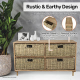 NNEDSZ Home M4 Drawer Natural Seagrass Wooden Storage Chest Stylish 46cm