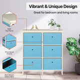 NNEDSZ Home M6 Drawer Pine Wood Storage Chest Sky Blue Fabric Baskets 70 x 80cm