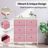 NNEDSZ Home M6 Drawer Pine Wood Storage Chest Pink Fabric Baskets 70 x 80cm