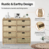 NNEDSZ Home M8 Drawer Natural Seagrass Wooden Storage Chest Stylish 85cm