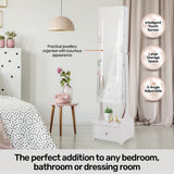 NNEDSZ Home M158cm Mirror Jewellery Cabinet LED Lighting &amp; Adjustable Angling