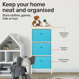 NNEDSZ Home M3 Drawer Pine Wood Storage Chest Sky Blue Fabric Baskets 37 x 80cm