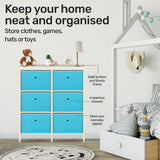 NNEDSZ Home M6 Drawer Pine Wood Storage Chest Sky Blue Fabric Baskets 70 x 80cm