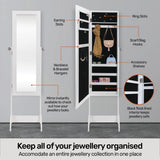 NNEDSZ Home M140cm Full Length Mirror Jewellery Cabinet Adjustable Angle