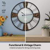 NNEDSZ Home MWall Clock Large Vintage Design Stylish Metal Accents 60cm