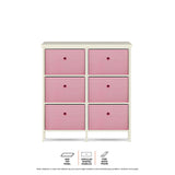 NNEDSZ Home M6 Drawer Pine Wood Storage Chest Pink Fabric Baskets 70 x 80cm