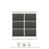 NNEDSZ Home M6 Drawer Pine Wood Storage Chest Grey Fabric Baskets 70 x 80cm