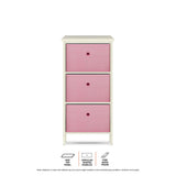 NNEDSZ Home M3 Drawer Pine Wood Storage Chest Pink Fabric Baskets 70 x 80cm