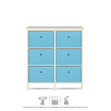 NNEDSZ Home M6 Drawer Pine Wood Storage Chest Sky Blue Fabric Baskets 70 x 80cm