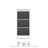 NNEDSZ Home M3 Drawer Pine Wood Storage Chest Grey Fabric Baskets 37 x 80cm