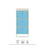 NNEDSZ Home M3 Drawer Pine Wood Storage Chest Sky Blue Fabric Baskets 37 x 80cm