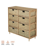 NNEDSZ Home M8 Drawer Natural Seagrass Wooden Storage Chest Stylish 85cm