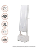 NNEDSZ Home M158cm Mirror Jewellery Cabinet LED Lighting &amp; Adjustable Angling