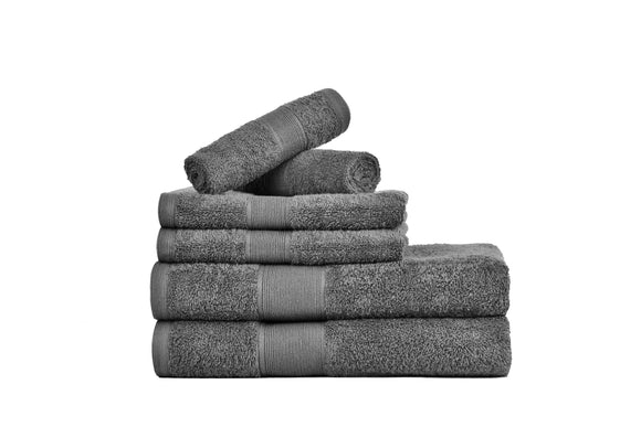 NNEIDS 500GSM 100% Cotton Towel Set -Single Ply carded 6 Pieces -Dark Grey
